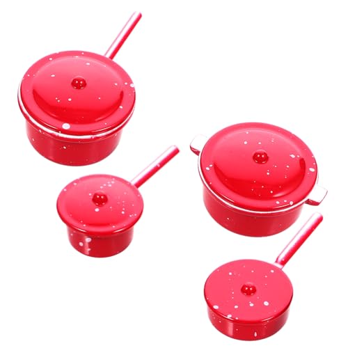 Beaupretty 4 Stück Teiliges Miniatur Kochgeschirr Langlebige Puppenhaus Küchen Dekoration Farbige Emaille Töpfe mit Bruchfestem Realistische Spielküche Zubehör für Puppenhaus und Mini von Beaupretty
