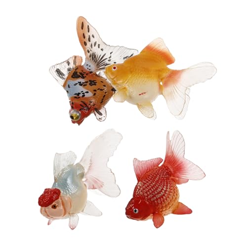 Beaupretty 4 Stück Teiliges Miniatur Koi Fisch Realistische PVC Goldfisch Figuren Lebensechte Aquarium Deko Vielseitige Meeresbewohner Spielzeuge für Einfache Reinigung Langlebig und von Beaupretty