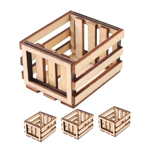 Beaupretty 4 Stück Teiliges Miniatur Mini Holzboxen Milchboxen Obstkorb Puppenhaus Mini Aufbewahrungskörbe Leicht Kinderfreundlich für Rollenspiele und Dekoration im Feengarten von Beaupretty