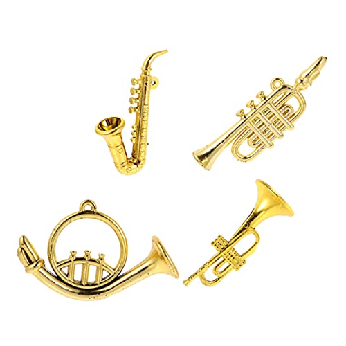 Beaupretty 4 Stück Teiliges Miniatur Saxophon Modell aus Kunststoff Detailreiche Mini Musikinstrumente als Puppenhaus Zubehör und Dekoratives für Kinderzimmer und Fotorequisiten von Beaupretty