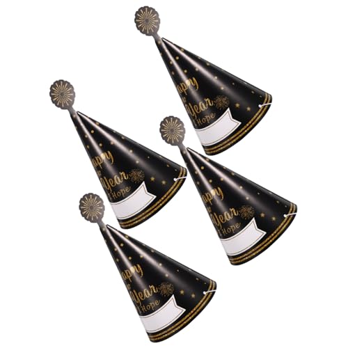 Beaupretty 4 Stück Teiliges Neujahrs-party Kegelpapierhüte Silvester Dekorationen Weiches Material Komfortable Kopfbedeckungen Festliche Foto-requisiten für Familien und Veranstaltungen von Beaupretty