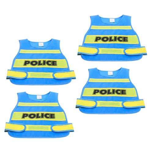 Beaupretty 4 Stück Teiliges Polizei Kostüm Polizeiweste Halloween Cosplay Outfit Atmungsaktiv Realistisch Vielseitig für Rollenspiel Party Schule von Beaupretty