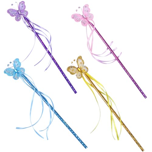 Beaupretty 4 Stück Teiliges Schmetterlingsform Leuchtend Zauberstab Bühnenrequisit Mädchen Party Cosplay Bühnenauftritt Zubehör in Violett Blau Gold von Beaupretty