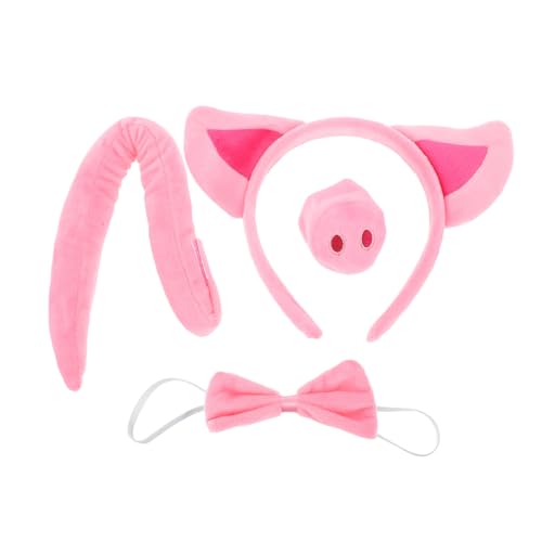 Beaupretty 4 Stück Teiliges Schweine Kostüm Set mit Stirnband Nase Fliege für Karneval Halloween Rollenspiel Zubehör für Kreative Verkleidung und Fantasievolles Spiel von Beaupretty