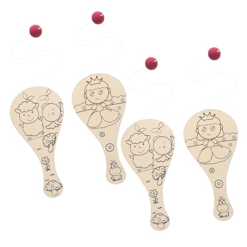 Beaupretty 4 Stück Teiliges Set Paddel aus Holz DIY Malspielzeug mit Zufälligen Mustern für Kreative Kinderaktivitäten für Partys und Bastelprojekte von Beaupretty
