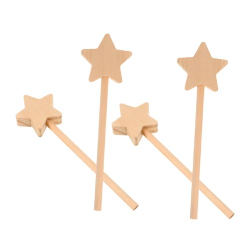 Beaupretty 4 Stück Teiliges Set Unbemalter Holz Zauberstäbe für Sternform DIY Bastelset Fördert Kreativität Rollenspiel Partydeko Vielseitig Einsetzbar für Fantasievolles Spiel von Beaupretty