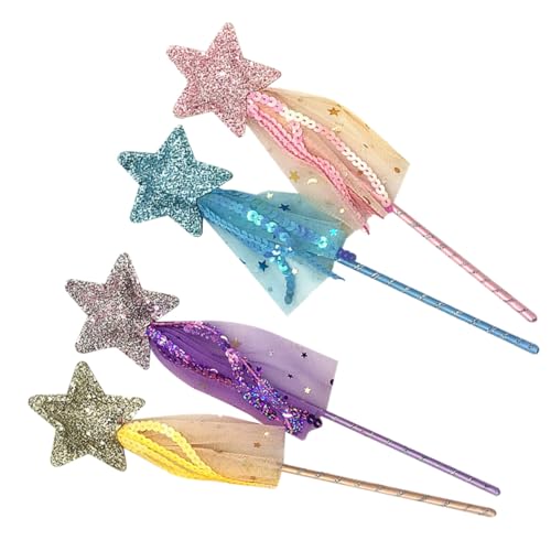Beaupretty 4 Stück Teiliges Sternförmige Glitter Feenstäbe Handheld Feenstäbe für Party Cosplay Bühnenrequisiten Kinderspielzeug Ab Jahre für Geburtstagsfeiern und Verkleidungsspiele von Beaupretty