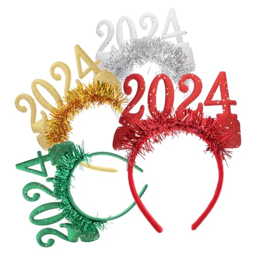 Beaupretty 4 Stück Teiliges Weihnachts und Neujahrs Haarschmuck in Rot Grün Gold Silber Multifunktionales Festliches Party Haarband für Erwachsene Dekorativer Haarschmuck für Weihnachts und von Beaupretty