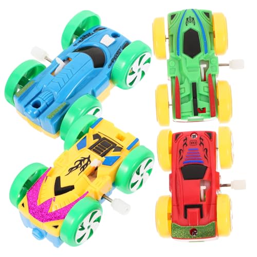 Beaupretty 4 Stück Teiliges Wind Up Spielzeugauto mit Doppelseitigem Cartoon Autodesign Farblich Zufällige Kunststoff Uhrwerkautos Einfach zu Bedienen Fördert Sensorische Zufällige Farbe von Beaupretty