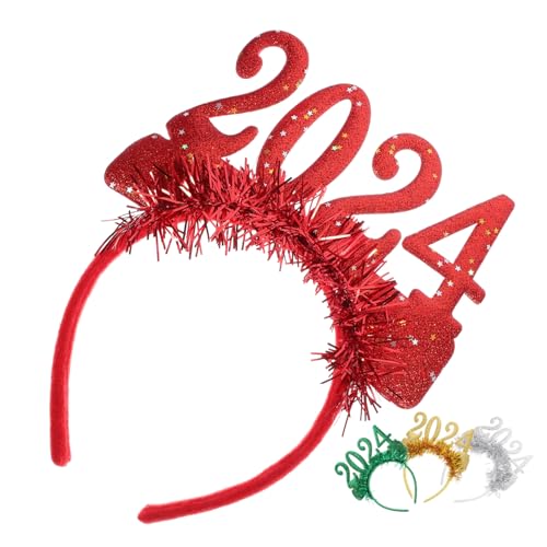 Beaupretty 4 Stück Teiliges Year Party Haarband Festliches Weihnachts-stirnband in Rot Grün Gold Silber Bequeme Kopfbedeckung für Silvester Weihnachtsfeier Dekoratives Party-accessoire von Beaupretty