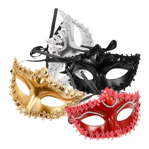 Beaupretty 4 Stück Venezianische Halbgesichts-maske Kostüm Party Bühnenmaske Leicht Komfortabel Atmungsaktiv in Schwarz Rot Gold Silber für Karneval Halloween Fasching Beaupretty 4 Stück Venezianische Halbgesichts-maske Kostüm Party Bühnenmaske Leicht Komfortabel Atmungsaktiv in Schwarz Rot Gold Silber für Karneval Halloween Fasching von Beaupretty