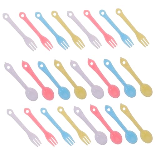 Beaupretty 40 Sätze Teiliges Miniatur Besteck Set Kunststoff Bunte Mini Gabeln Löffel Realistische Mini Küchenutensilien für Puppenhaus Dekoration Kreatives von Beaupretty