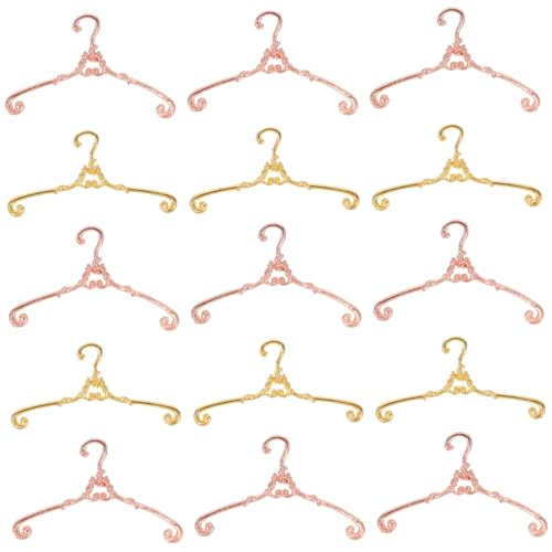 Beaupretty 40 Stück Mini Kleiderbügel aus Metall Vintage Puppenkleiderbügel für Puppenhaus und Kleine Kleiderstange Gold Roségold für Puppenhaus Dekoration und Puppenmöbel von Beaupretty