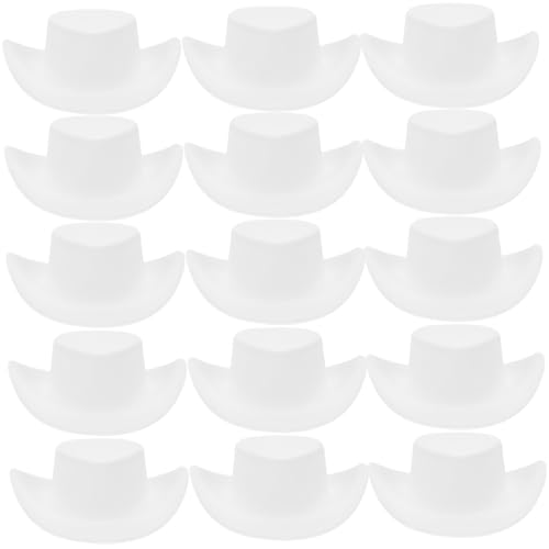Beaupretty 40 Stück Teiliges Miniatur Cowgirl hüte Weiß Mini Puppenhüte für Bastelarbeiten Dekorationen Puppenkostüm Western Party Zubehör von Beaupretty