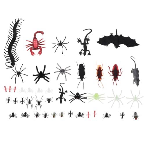 Beaupretty 44 Stück Teiliges Halloween Deko Realistische Plastik Insekten Spinnen Skorpione Fliegen Fledermäuse als Spaßspielzeug und Aprilscherz Requisiten für Party und Lernspielzeug von Beaupretty