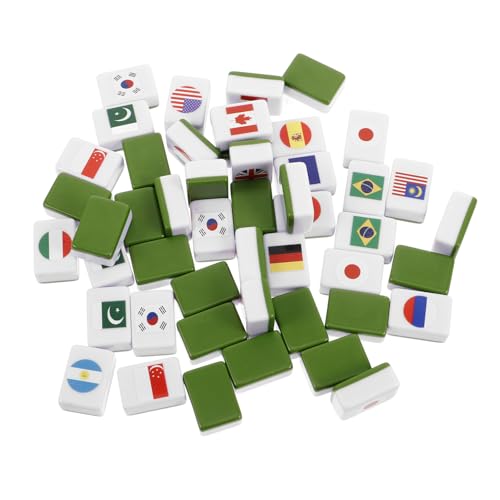 Beaupretty 48 Stück Mahjong Spielsteine Set mit Flaggenmuster Familienparty Spiel Tragbare Fliesen für Picknick und Freizeit Einfach zu Lernen für Altersgruppen Geeignet von Beaupretty