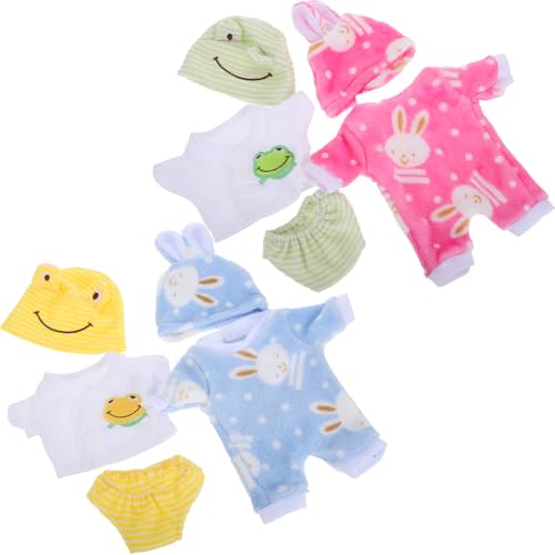 Beaupretty 4Sätze Puppenkleidung für Babypuppen Teiliges Outfit mit Häschen Overall und Pyjamas Realistisches Zubehör für Mädchen Langlebig und Anpassbar von Beaupretty