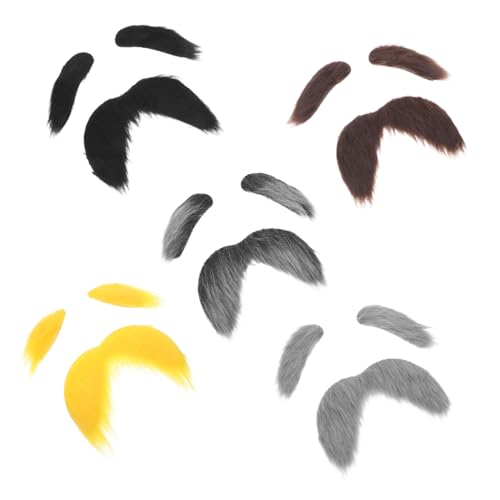 Beaupretty 5 Sätze Halloween Kostüm Schnurrbart und Augenbrauen Realistisches Old Man Cosplay Zubehör Selbstklebende Party Verkleidung Schnelle Anwendung Natürliches Aussehen für Halloween von Beaupretty