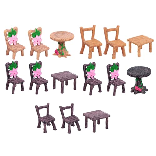 Beaupretty 5 Sätze Miniatur Resin Möbel Tisch Stühle Miniatur Dekoration für Fairy Garden Desktop Ornament Teiliges Stilvoll für DIY Micro Landschaft von Beaupretty
