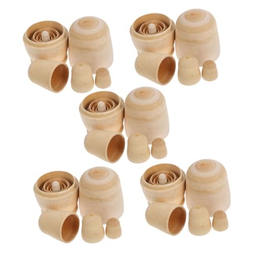 Beaupretty 5 Sätze Teiliges DIY Unbemalte Russische Holzpuppen zum Bemalen Lagige Nesting Dolls für Weihnachtsdekoration Kreatives Basteln Platzsparend Stapelbar für Familienaktivitäten von Beaupretty