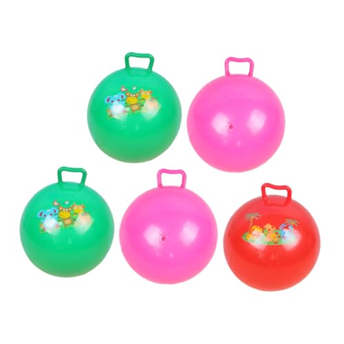 Beaupretty 5 Stück Aufblasbare Handball Spielzeuge für Hüpfbälle mit Griff für Drinnen und Draußen Fördert Bewegung und Gleichgewicht Bunte Designs Einfach zu Verstauen von Beaupretty
