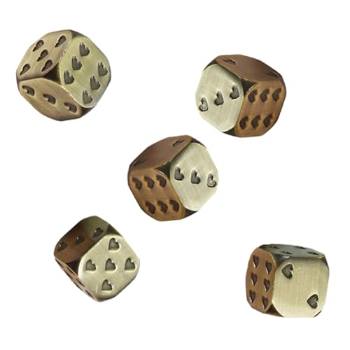 Beaupretty 5 Stück Metall Würfel mit Herzmotiv Abgerundete Ecken Langlebige Spielwürfel für Brettspiele Partyspaß und Indoor Outdoor Unterhaltung Robust und Wiederverwendbar von Beaupretty