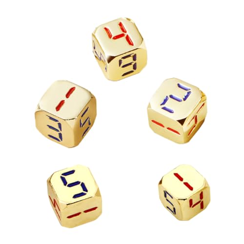 Beaupretty 5 Stück Metallspielwürfel Goldfarbene Zahlen Würfel mit Abgerundeten Kanten Glatte Oberfläche Robust und Tragbar für Brettspiele Party Bar und Indoor Outdoor Einsatz von Beaupretty