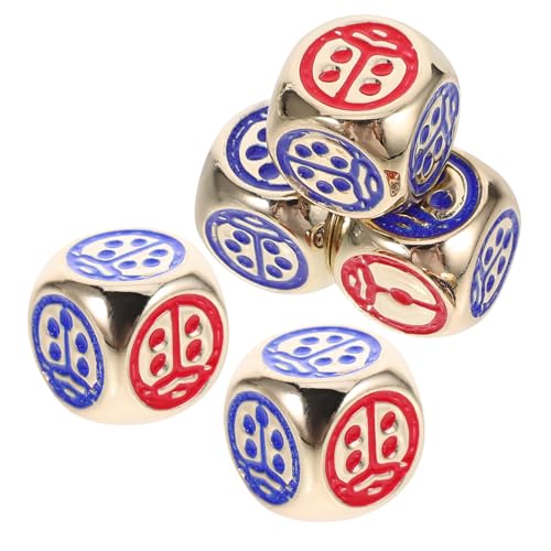 Beaupretty 5 Stück Metallwürfel mit Abgerundeten Ecken Goldfarbene Ladybug Dice für Würfelspiele Brettspiel Zubehör Leicht Tragbar für Party Pub und Zuhause von Beaupretty