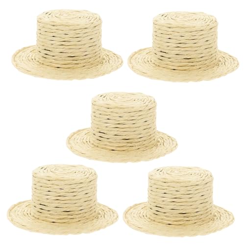 Beaupretty 5 Stück Mini Strohhüte aus Raffia Gras Kleine DIY Puppenhüte in Beige Dekorative Miniatur Hüte für Bastelprojekte und Weihnachtsmützen Vielseitig für Fotorequisiten und Heimdeko von Beaupretty