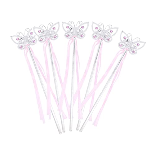 Beaupretty 5 Stück Schmetterlings Zauberstäbe in Rosa Multifunktionale Feenstäbe für Mädchen Partyzubehör und Leicht zu Greifen für Geburtstagsfeiern und Kostümspiele von Beaupretty