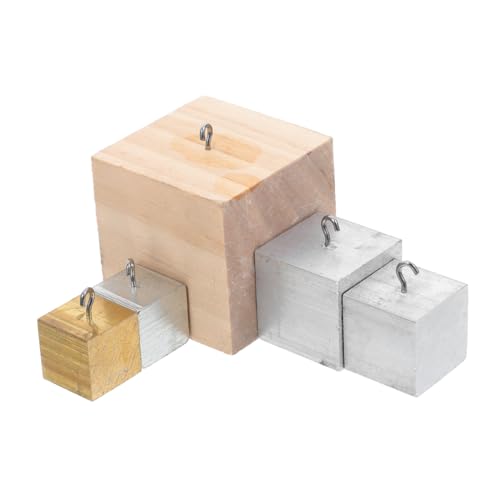 Beaupretty 5 Stück Teiliges Dichtewürfel Set aus Kupfer Metall Aluminium Holz mit Haken Multifunktionale Würfel für Wissenschaftliche Experimente und Untersuchungen Robust und Praktisch für von Beaupretty