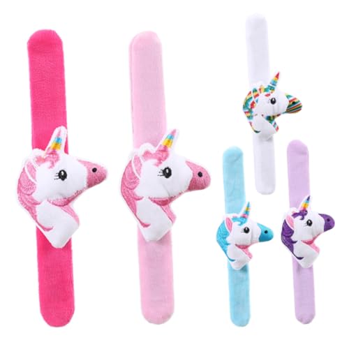Beaupretty 5 Stück Teiliges Einhorn Plüsch Klatscharmband Weiches Bequemes Kinderarmband mit Tiermotiv Leichtes und Sicheres Kuscheltier schnapparmband in Gemischten Farben für Geburtstag von Beaupretty