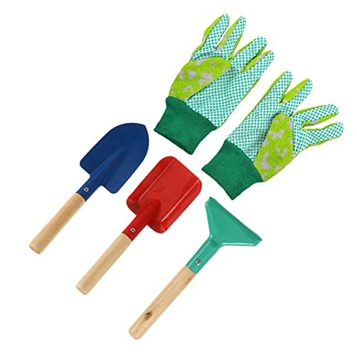 Beaupretty 5 Stück Teiliges Gartengeräte mit Schaufel Rechen Handschuhe Holzgriff Gartenwerkzeug für Jungen Mädchen Robustes Gartenspielzeug für Gartenarbeit und Zufällige Zufällige Farbe von Beaupretty
