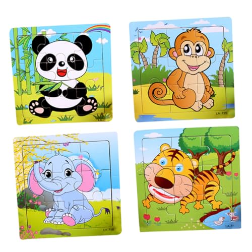 Beaupretty 5 Stück Teiliges Holzpuzzle Holzspielzeug Pädagogisch Langlebig Sicher mit Elefant Tiger Panda AFFE für Interaktives Lernen und Frühkindliche Geschenk für Mädchen Jungen von Beaupretty