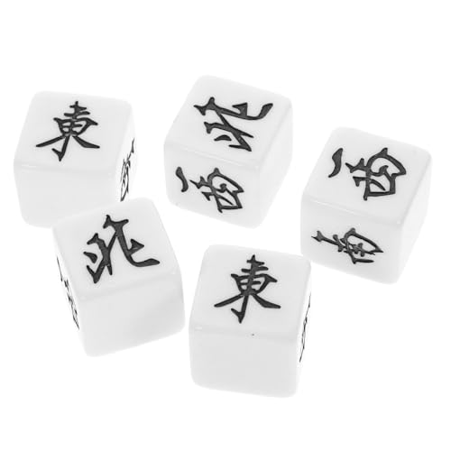 Beaupretty 5 Stück Teiliges Mahjong Würfelspiel Acryl Würfel mit Windrichtung East Süd Nord Ecken Langlebig Kompakt Vielseitig als Spielrequisite für Partys Zuhause Bar Ktv Geeignet von Beaupretty
