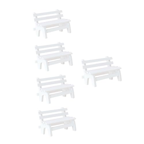 Beaupretty 5 Stück Teiliges Miniatur Holzstuhl Handgefertigte Miniaturmöbel Leichte Robuste Dekoration für Puppenhaus Gartenlandschaft und Fotorequisiten Kreatives Wohnaccessoire Weiß von Beaupretty