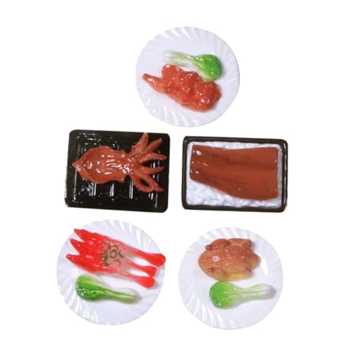 Beaupretty 5 Stück Teiliges Realistische Miniatur Lebensmittelmodelle Chinesische Essensdekoration Leichte Puppenhaus Küchenrequisiten Bruchsichere Deko für DIY und Fotorequisiten von Beaupretty