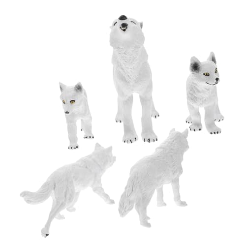 Beaupretty 5 Stück Teiliges Realistisches Wolf Modell aus Kleines Wildtier Figuren Pädagogisches Arctic Wolf für Detailreiche Tisch und Regaldekoration von Beaupretty