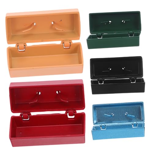 Beaupretty 5 Stück kleine Werkzeugkiste Puppenhaus Miniaturzubehör winziges Hauszubehör Miniatur -Werkzeugfall Puppenhaus -Szenenzubehör Miniaturmodellmöbel Miniatur -Toolbox Metall von Beaupretty