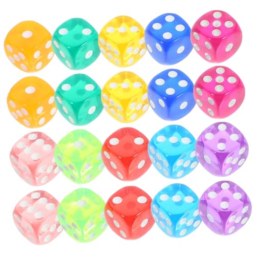 Beaupretty 50 Stück Acrylwürfel mit Abgerundeten Ecken Transparente Bunte Würfel für Brettspiele Würfelspiele Matheunterricht und Partyspaß Leicht und Kompakt für Familie und Freunde von Beaupretty