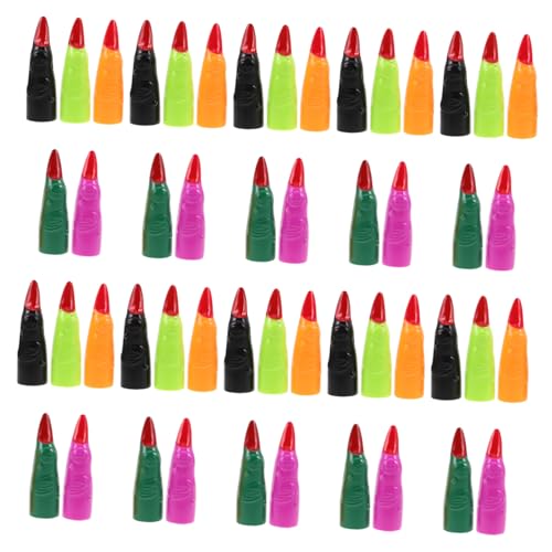 Beaupretty 50 Stück Teiliges Halloween Nagelset Bunte Hexen Fingernägel Realistische Fake Claws Einfach Anzubringen für Kostümparty Cosplay Gruselige Verkleidung und Festival von Beaupretty