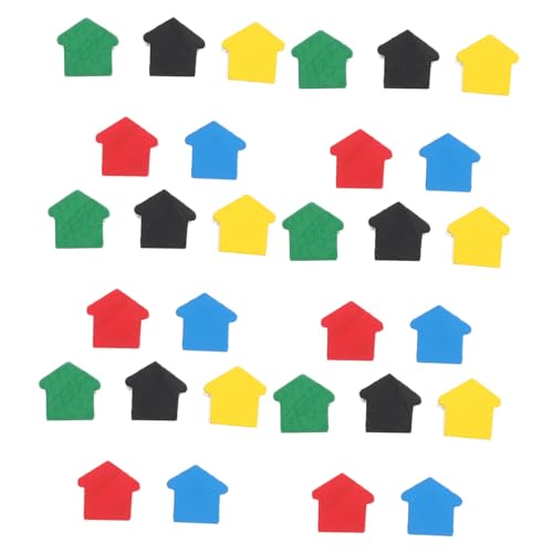 Beaupretty 50 Stück Teiliges Holzspielfiguren Set in Farben Bunte Spielmarker für Brettspiele Erweiterung mit Häusern und Hotels Strategische Spielfiguren für Schach und Gesellschaftsspiele von Beaupretty