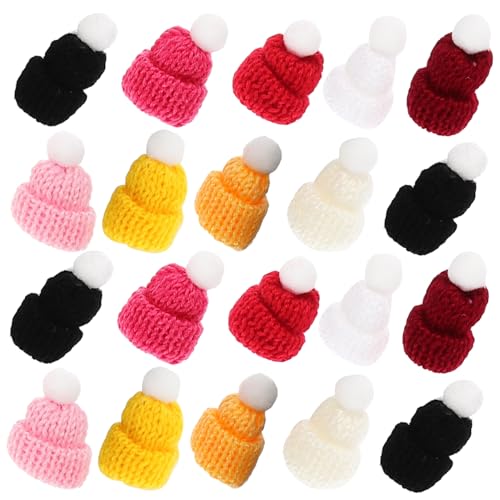 Beaupretty 50 Stück Teiliges Mini Strickmützen Handgefertigte DIY Puppenhüte Dekorative Kleine Wollmützen für Basteln Weihnachtsdekoration Schmuck und Geschenkideen von Beaupretty