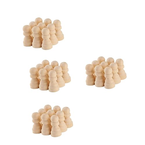 Beaupretty 50 Stück Unlackierte Naturholz Schachfiguren Stabile Unbemalte Brettspiel Zubehör DIY Bastelspielzeug für Familien für Kreative Malprojekte und Lernspiele von Beaupretty