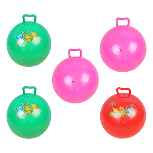Beaupretty 5Stücke Hüpfbälle Aufblasbare Spielbälle mit Griff für Outdoor Spiele Sicher und Langlebig Fördert die Eltern Junge Mädchen Interaktion Vielseitig Einsetzbar von Beaupretty