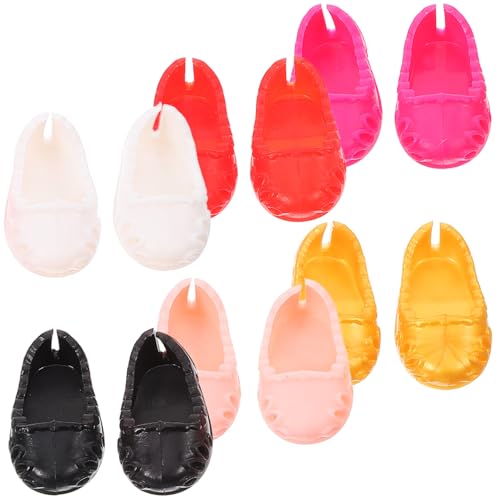 Beaupretty 6 Paare Puppenschuhe für Puppen Flache Mini Schuhdekorationen in Schwarz Rot Weiß Rosa und Gold Accessoires für Puppenkostüme von Beaupretty