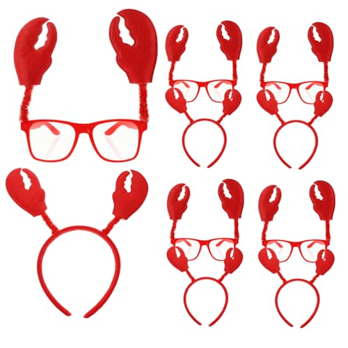 Beaupretty 6 Sätze Cartoon Krabben Brillen und Haarreifen Leichtes Kostüm Zubehör für Halloween Weihnachtsfest Partys Langlebig und Wiederverwendbar für Karneval Cosplay Geburtstage von Beaupretty
