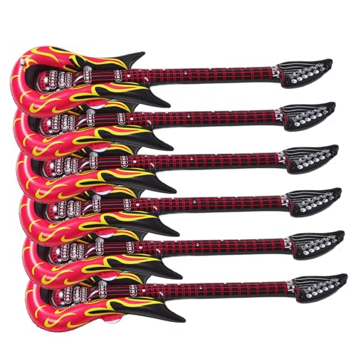 Beaupretty 6 Stück Aufblasbare Gitarre PVC Luftgitarren für Tragbare Party Dekoration Zubehör für Mottopartys Strandpartys und Sommerfeste von Beaupretty