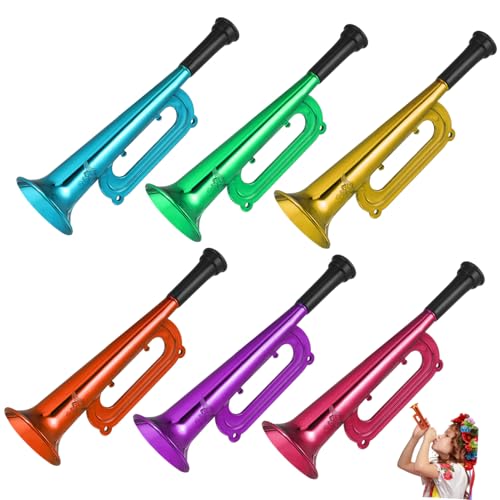 Beaupretty 6 Stück Bunte Kindertrompeten aus Kunststoff Leichte Spielzeughörner für Party Spiel und Freude Sichere Kinderinstrumente für Fußballspiele Konzerte und Festaktivitäten von Beaupretty