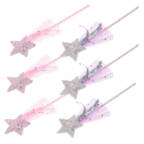Beaupretty 6 Stück Feenstab für Mädchen Sternförmige Glitzer Feenstäbe Leicht und Kindgerecht für Party Cosplay Halloween und Aufführungen Rosa und Violett von Beaupretty
